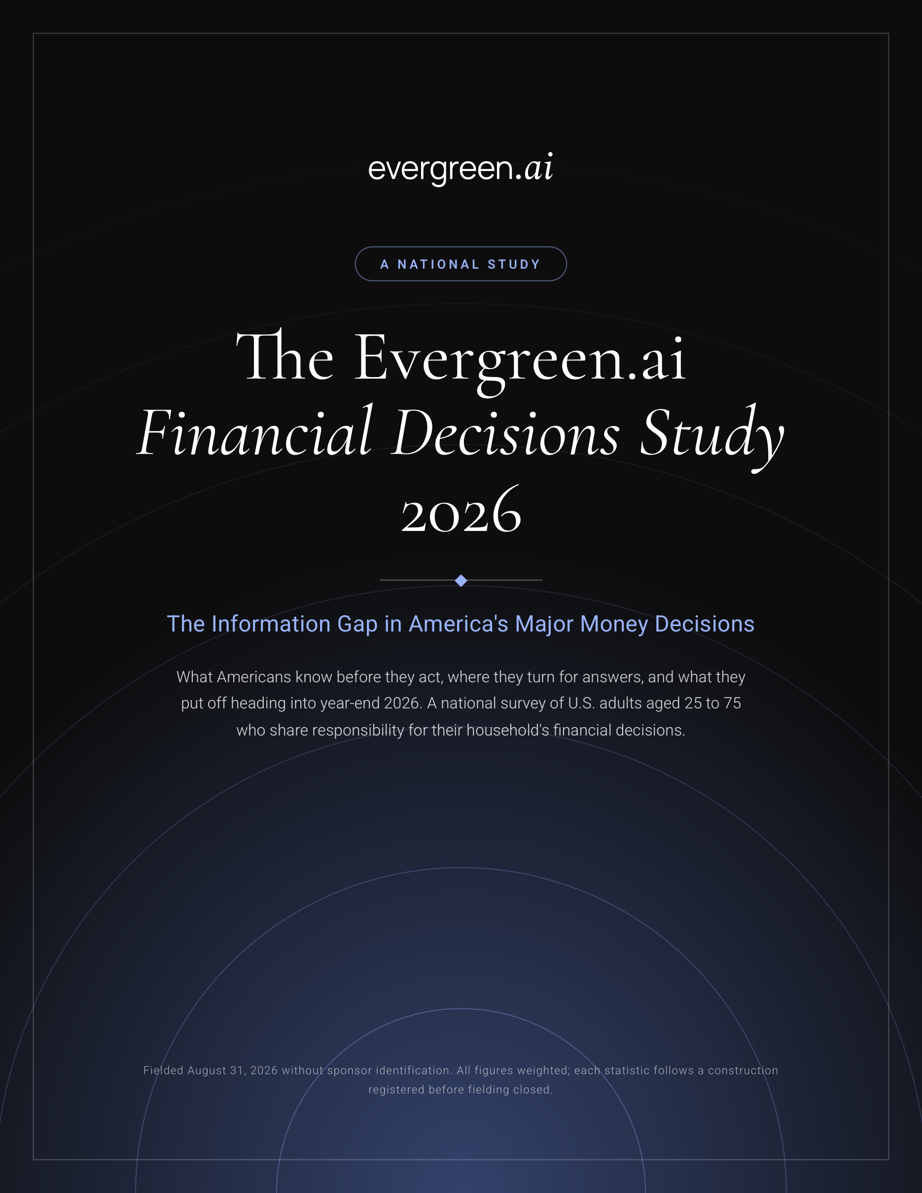Cover of The Evergreen.ai Financial Decisions Study 2026, The Information Gap in America's Major Money Decisions